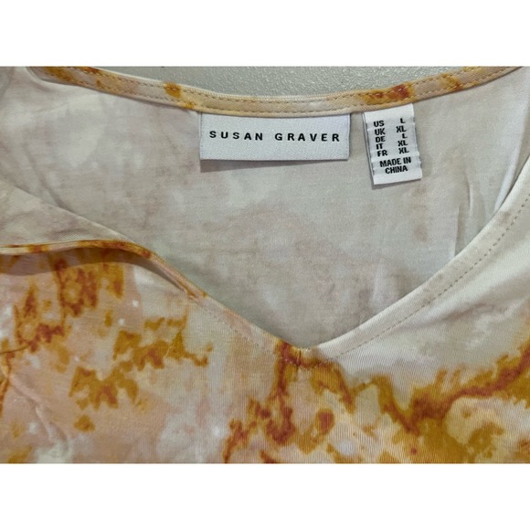 Susan Graver Regular Printed Cool Touch Knit Tunic MANGO NWOT SIZE L - Picture 5 of 7